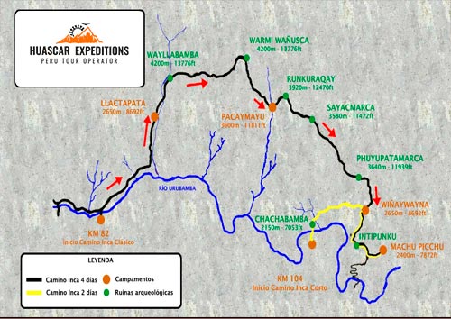mapa del tours  Farallones de Tecsecocha